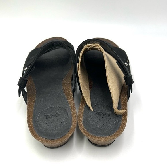 Teva Women's Mahonia Black Leather Slip On Slides Sandals Shoes Size 10.5 NEW - Picture 6 of 14